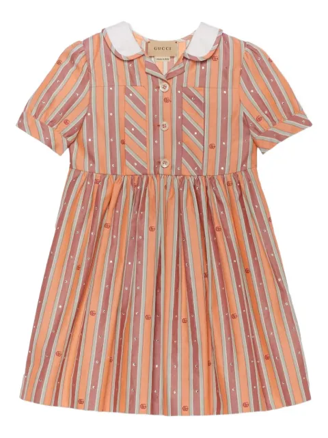 Gucci Kids فستان أوكسفورد قطن مخطط