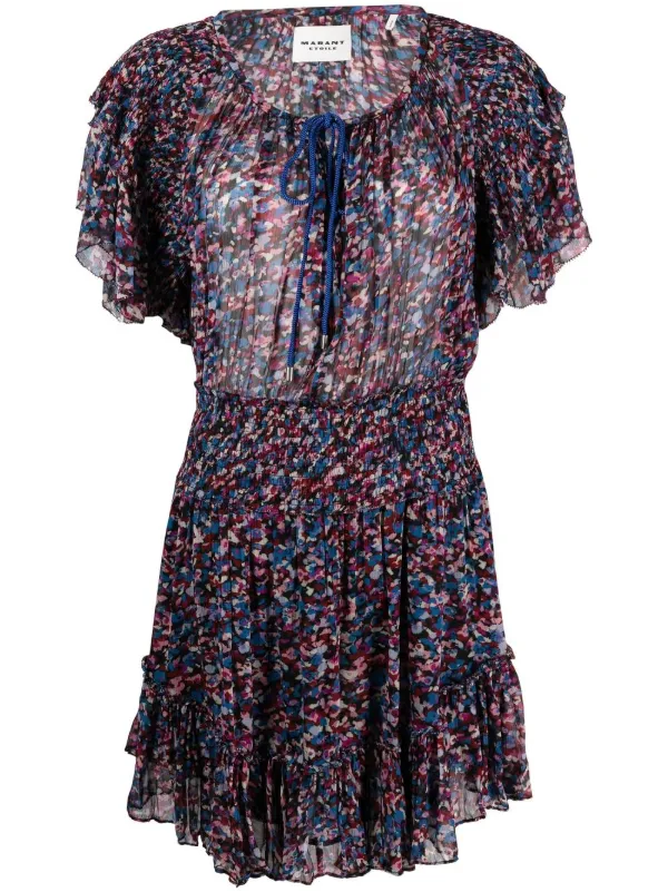 Marant Étoile Florise Floral-print Mini Dress in Blue