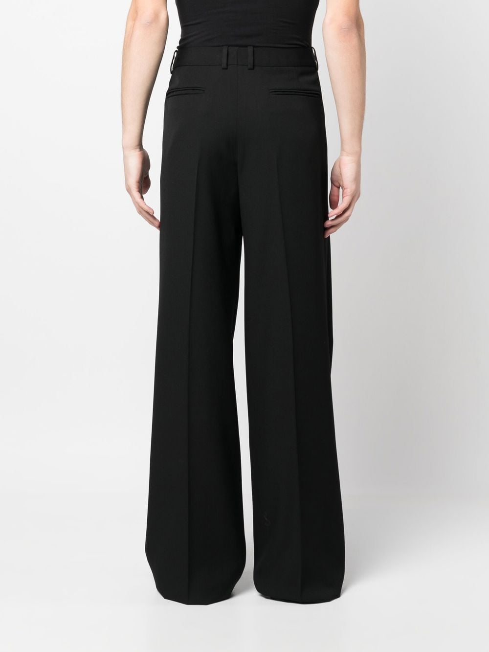 Shop Saint Laurent Satin-stripe Flared Trousers In Black