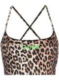 GANNI leopard-print cropped top - Brown