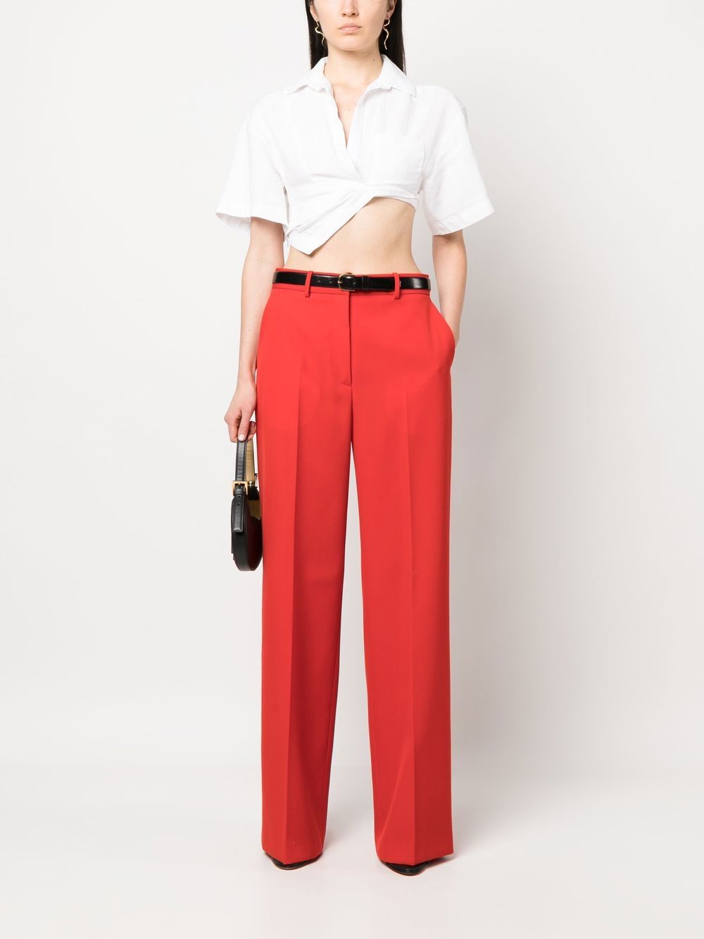 Shop Lanvin Wide-leg Tailored Trousers In Red