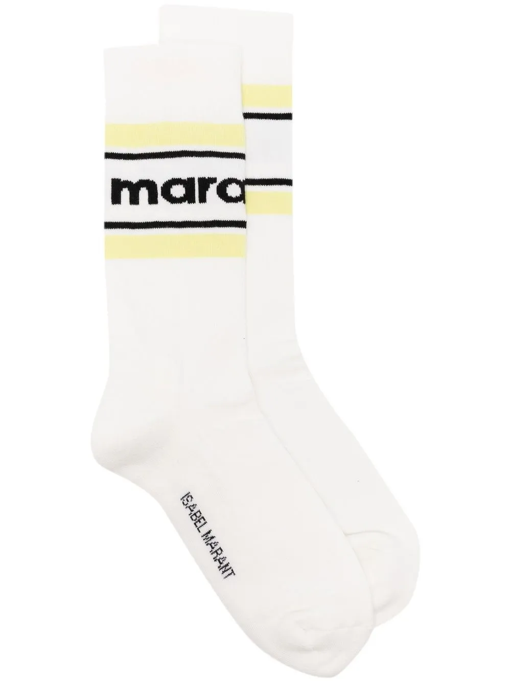 

Isabel Marant logo-print stripe-detail socks - White