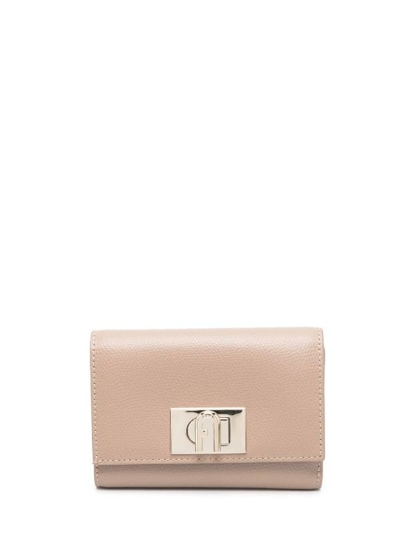 Twist Lock Cream Leather Wallet