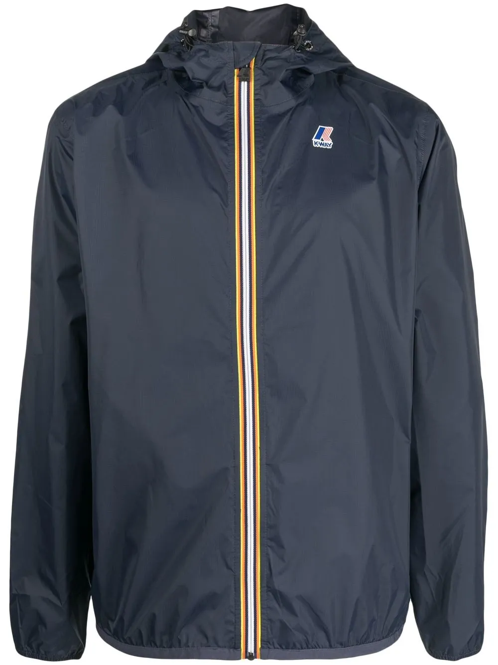K Way R D Le Vrai Logo patch Hooded Jacket Blue FARFETCH UK
