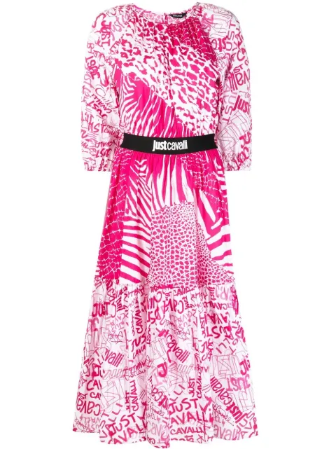 Just Cavalli vestido acampanado con estampado gráfico