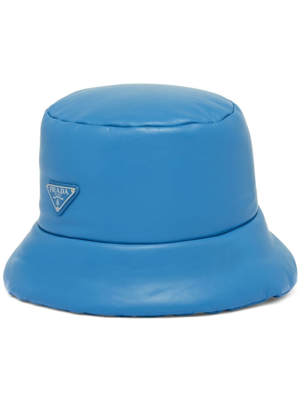 

Prada enamelled-logo leather bucket hat - Blue