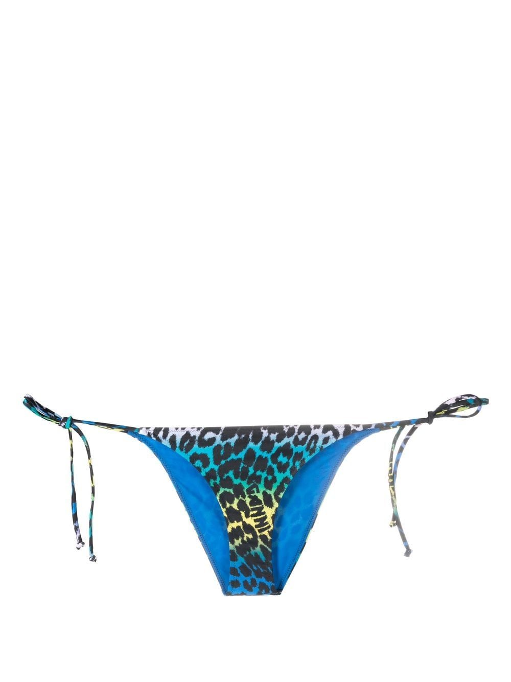 Shop Ganni Leopard-print Bikini Bottoms In Schwarz