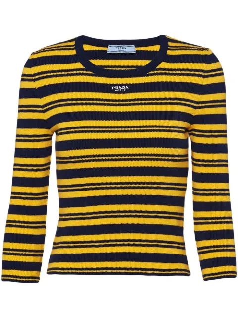 Prada stripe-print rib-knit top