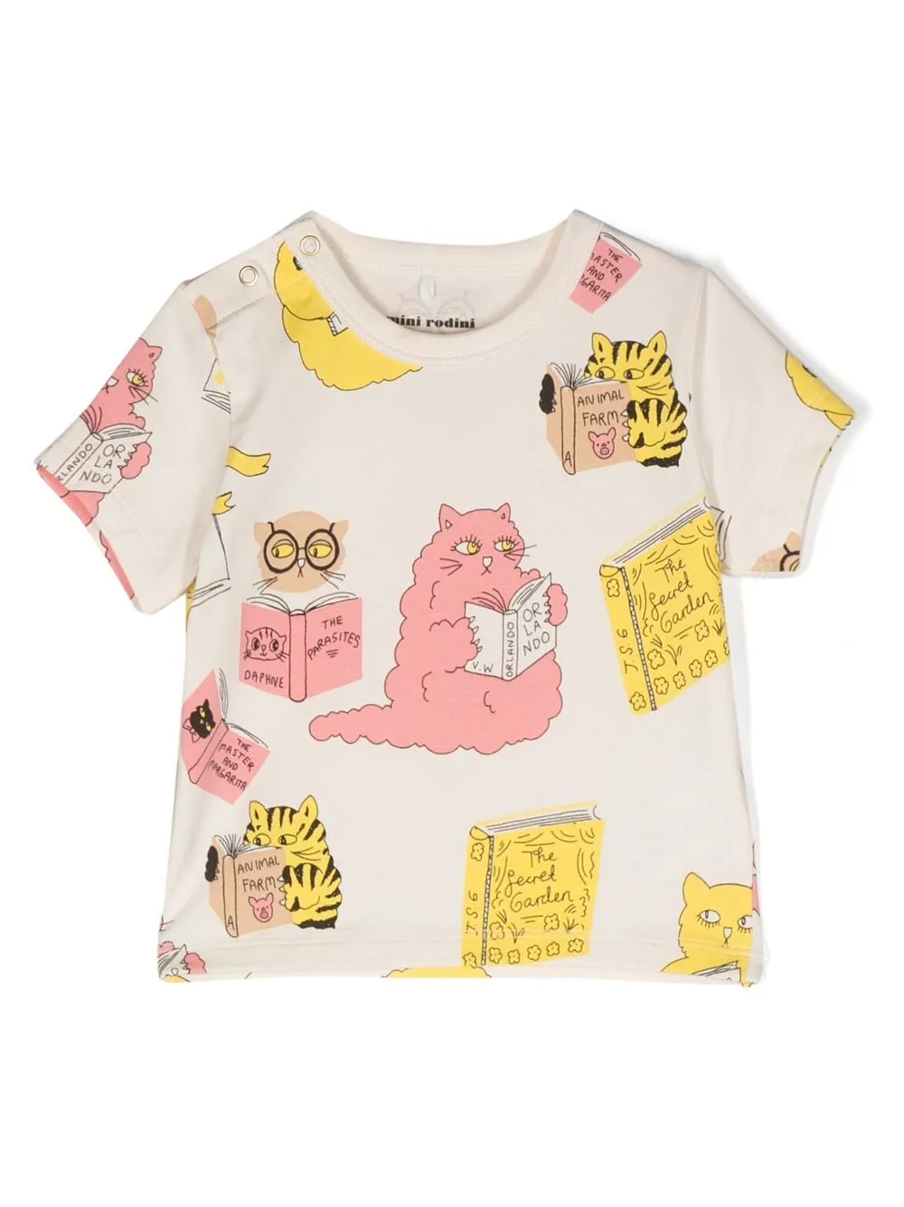 

Mini Rodini playera con gato estampado - Neutro