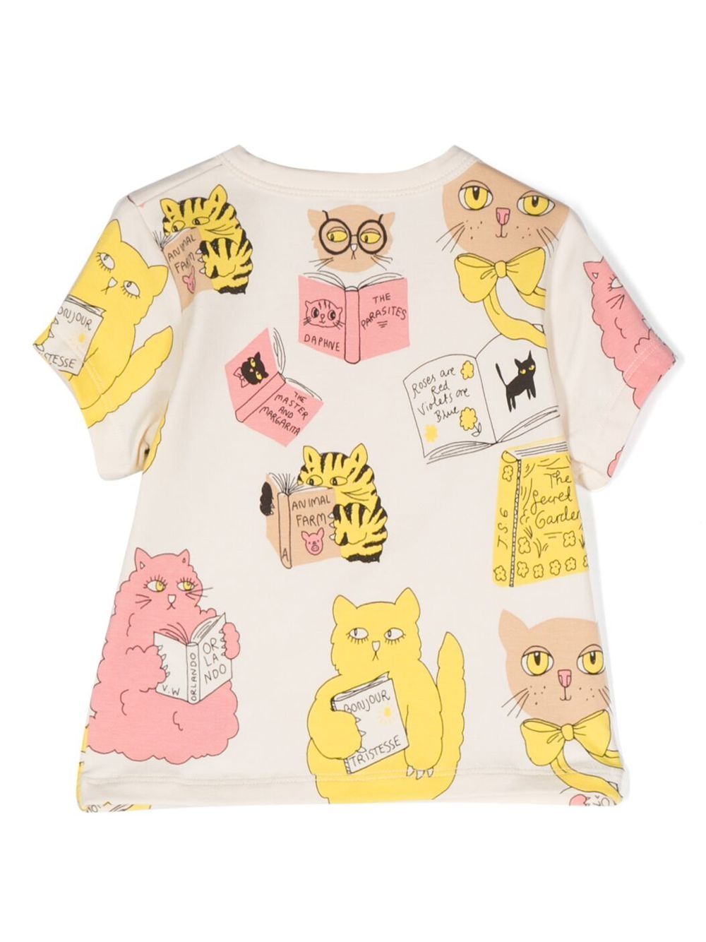 Mini Rodini T-shirt met kattenprint - Beige