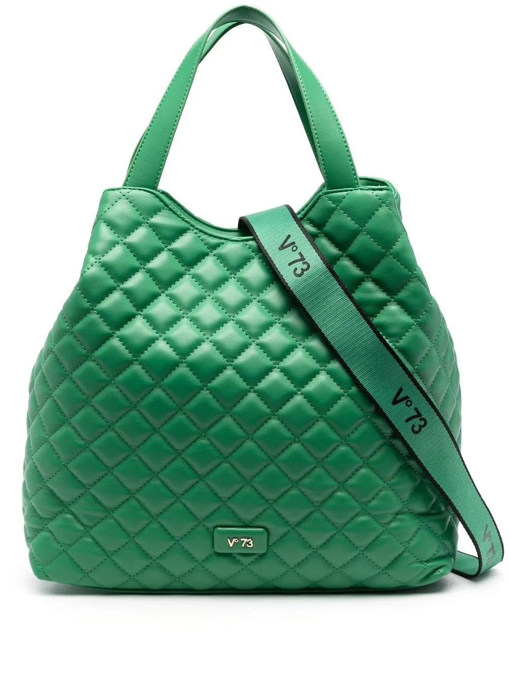 V73 Matelassé Faux-leather Tote Bag In Grün
