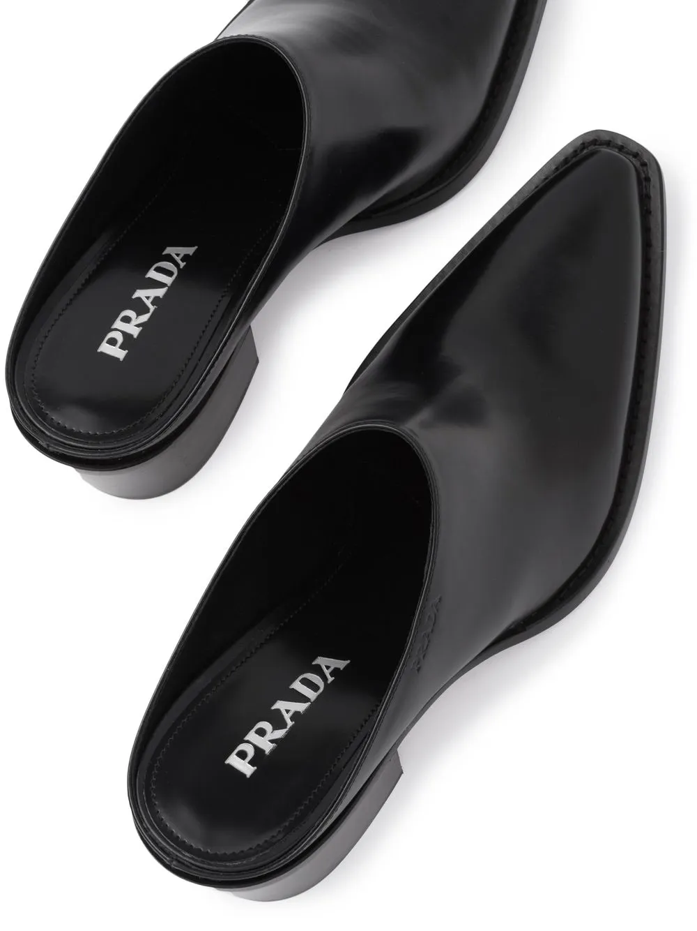 【 PRADA】ポインテッドトゥ スリッポン ミュール Prada ポインテッドトゥ レザーミュール | ブラック | FARFETCH JP