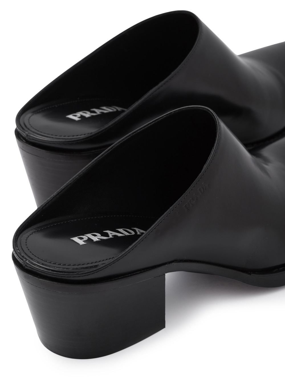 Shop Prada Point-toe Leather Mules In Black