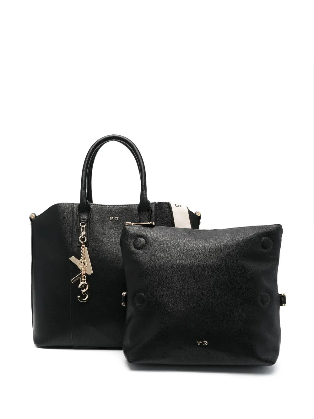 V73 Keyring-detail Faux-leather Tote Bag In Schwarz