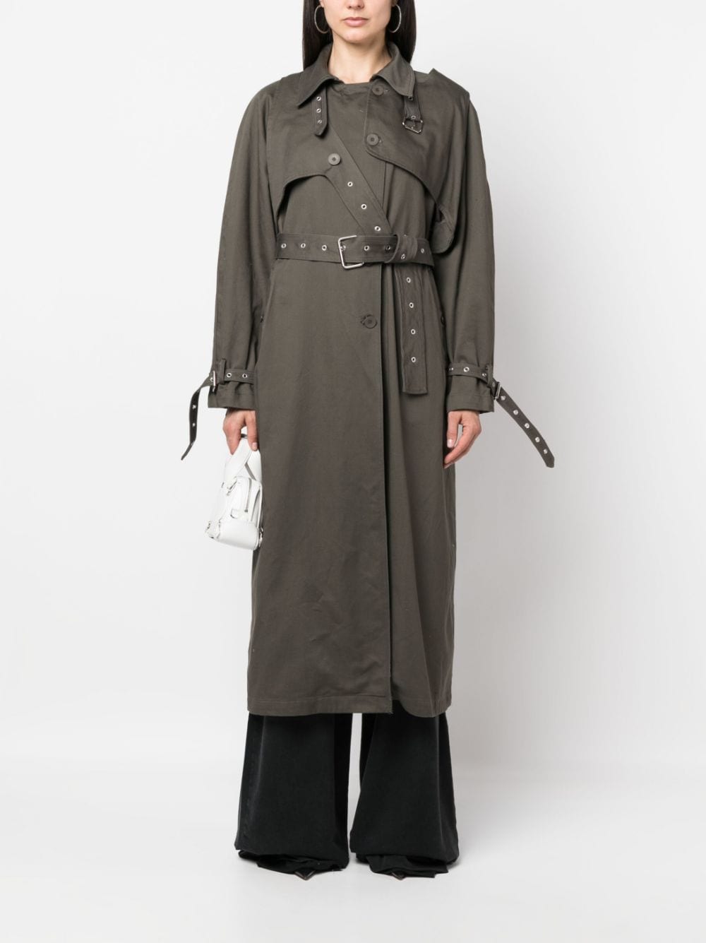 Louis Vuitton Black Cotton Detachable Sleeve Detail Belted Trench Coat  Dress S Louis Vuitton