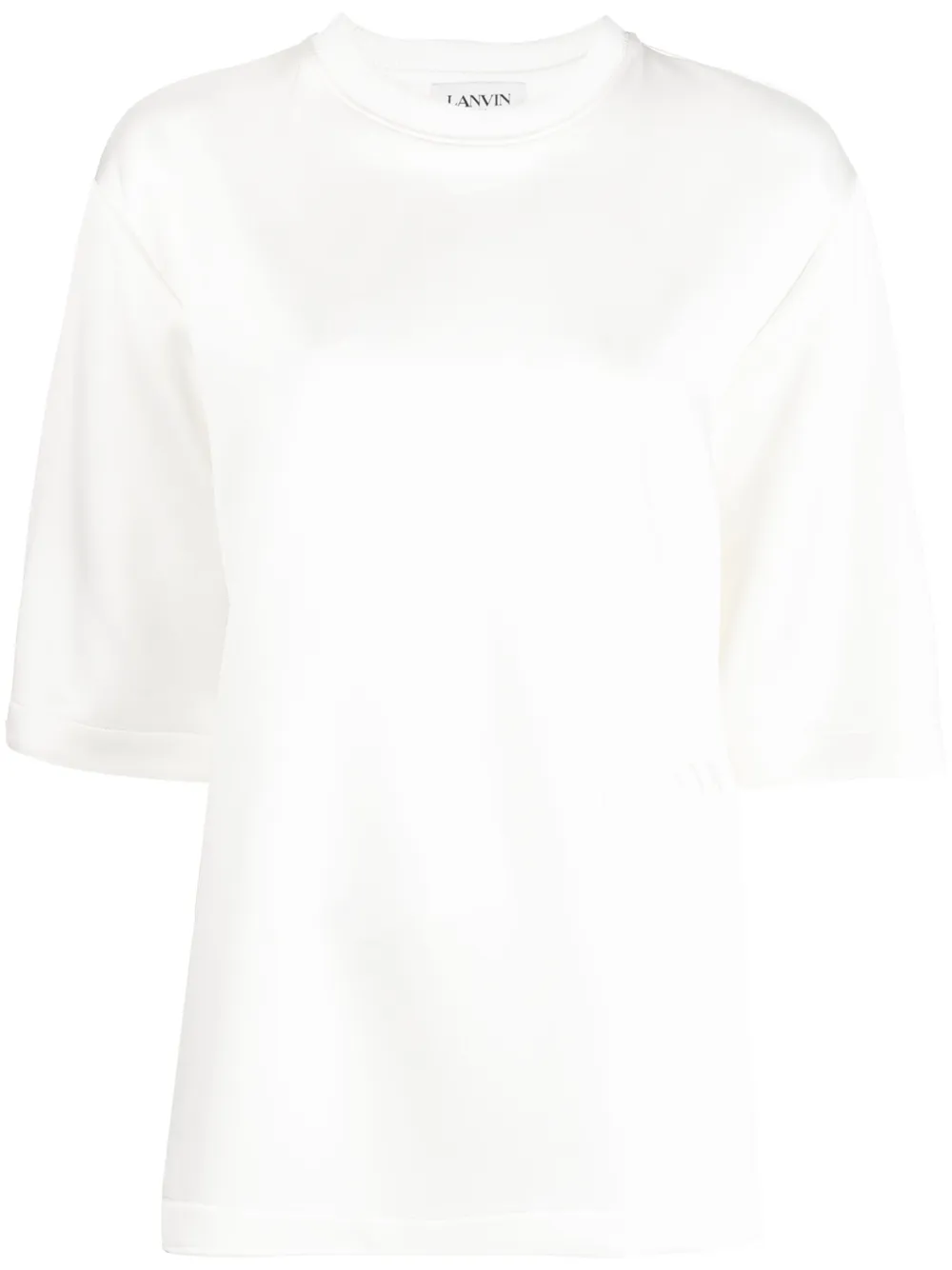Lanvin embroidered-logo satin T-shirt | White | Image 1