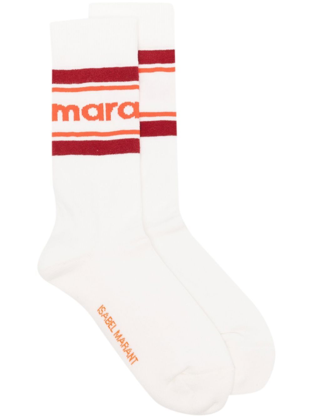 

Isabel Marant logo-print stripe-detail socks - White