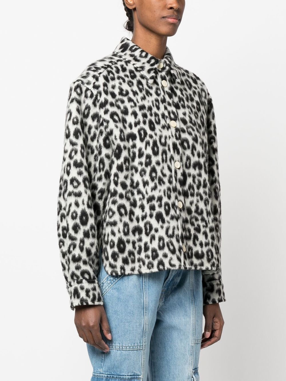 Shop Isabel Marant Olanao Leopard-print Wool Jacket In Black