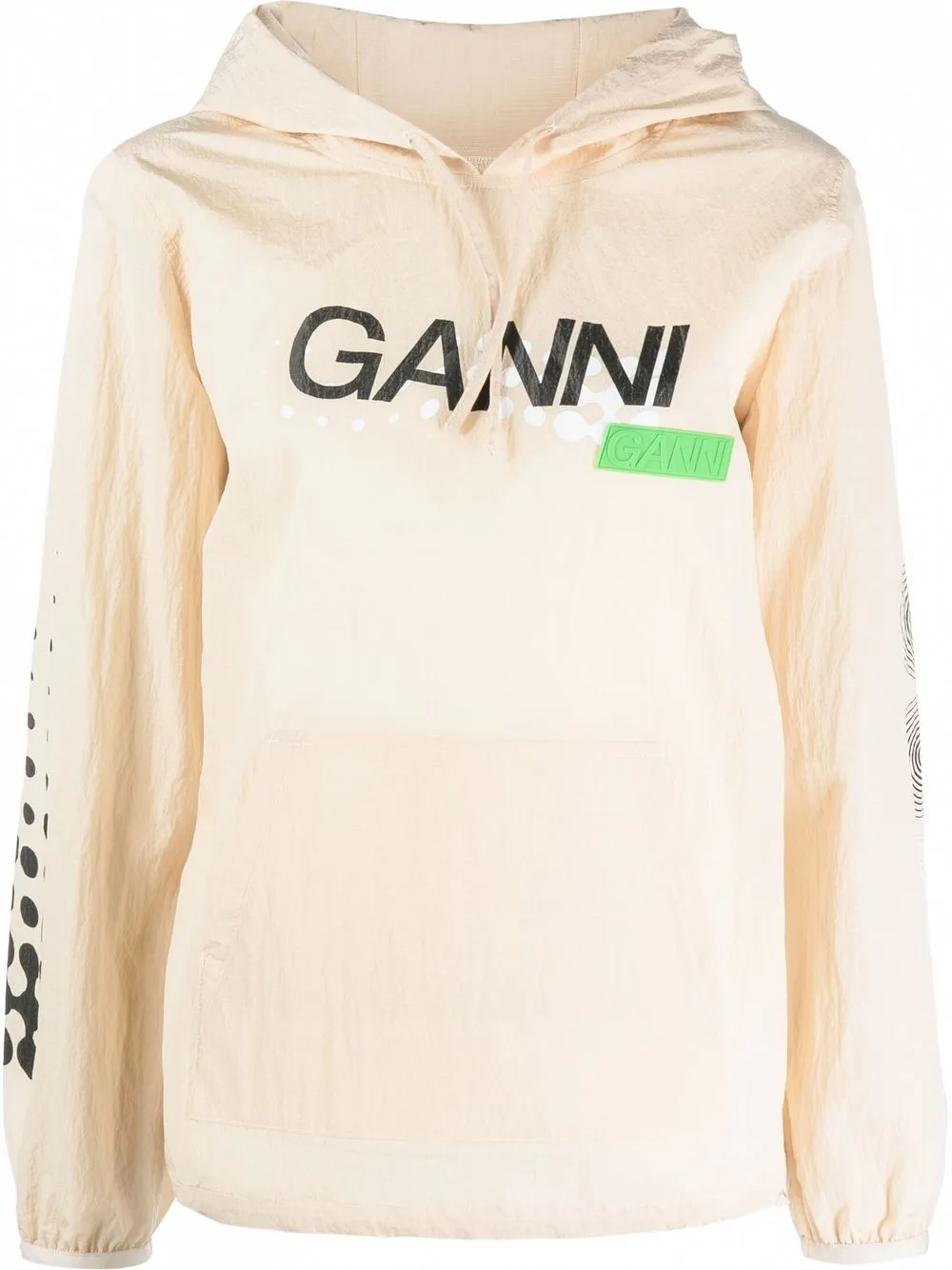 

GANNI logo-print lightweight hoodie - Neutrals