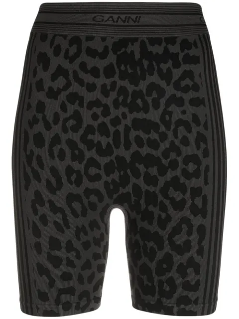 GANNI leopard-print bike shorts