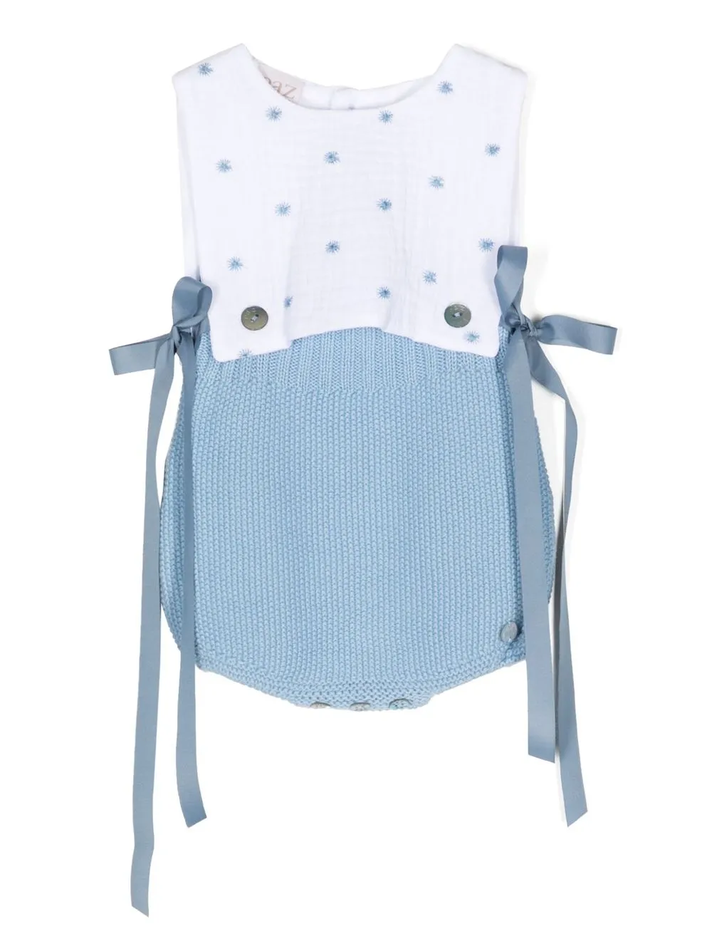 Paz Rodriguez Babies' Floral-print Contrast Body In Blue