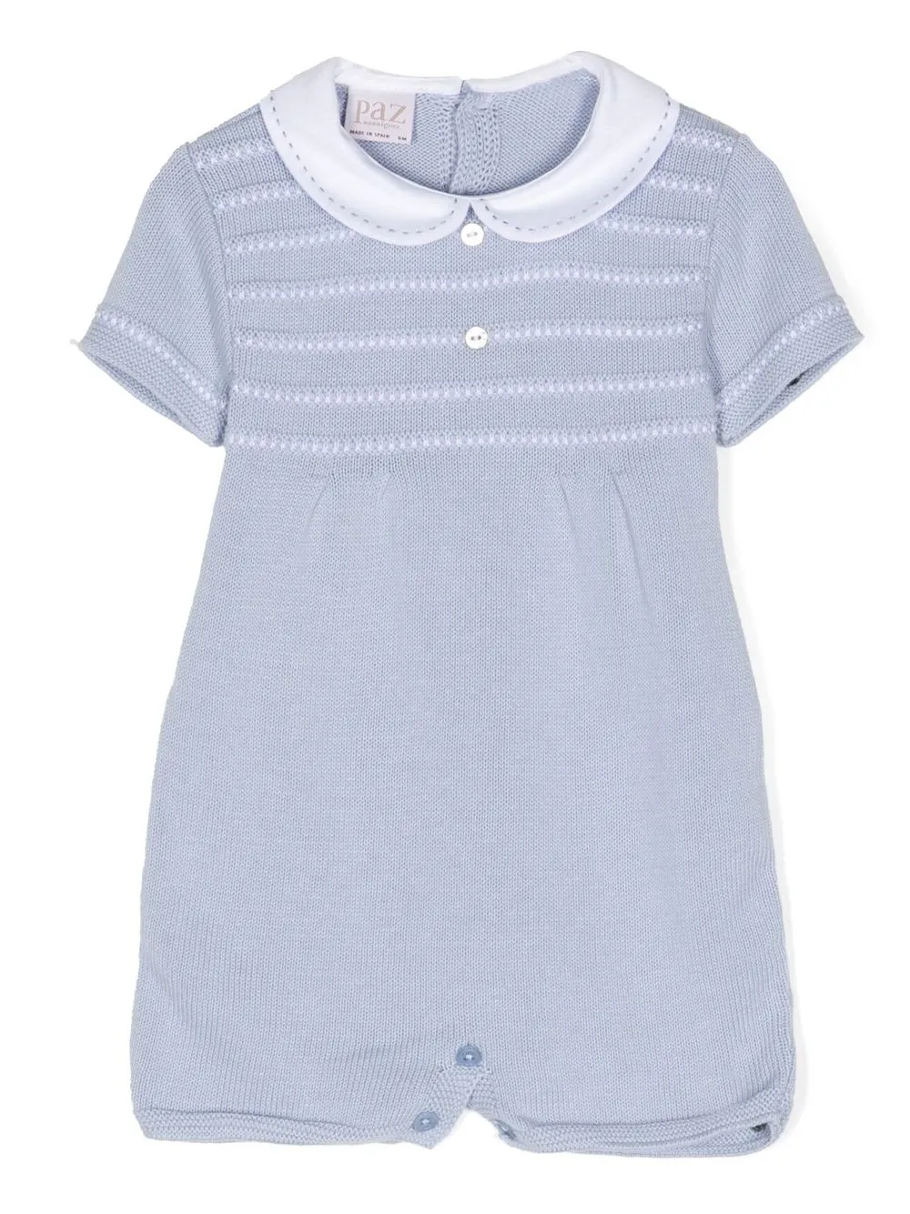 Paz Rodriguez Babies' Short-sleeved Knitted Shorties In Blue