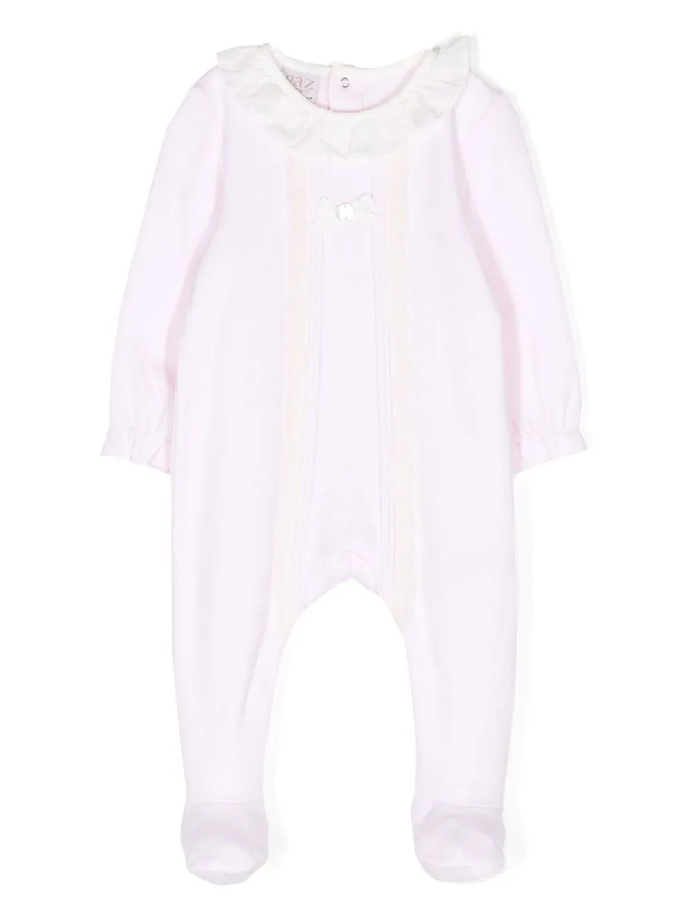 Paz Rodriguez Babies' 荷叶领棉连体衣 In Pink