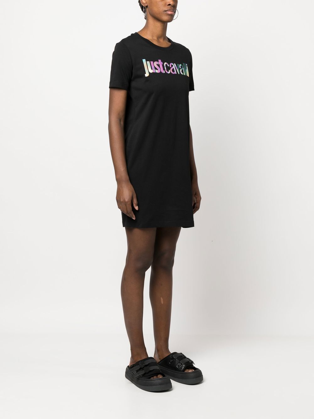 Shop Just Cavalli Logo Print T-shirt Dress In Schwarz