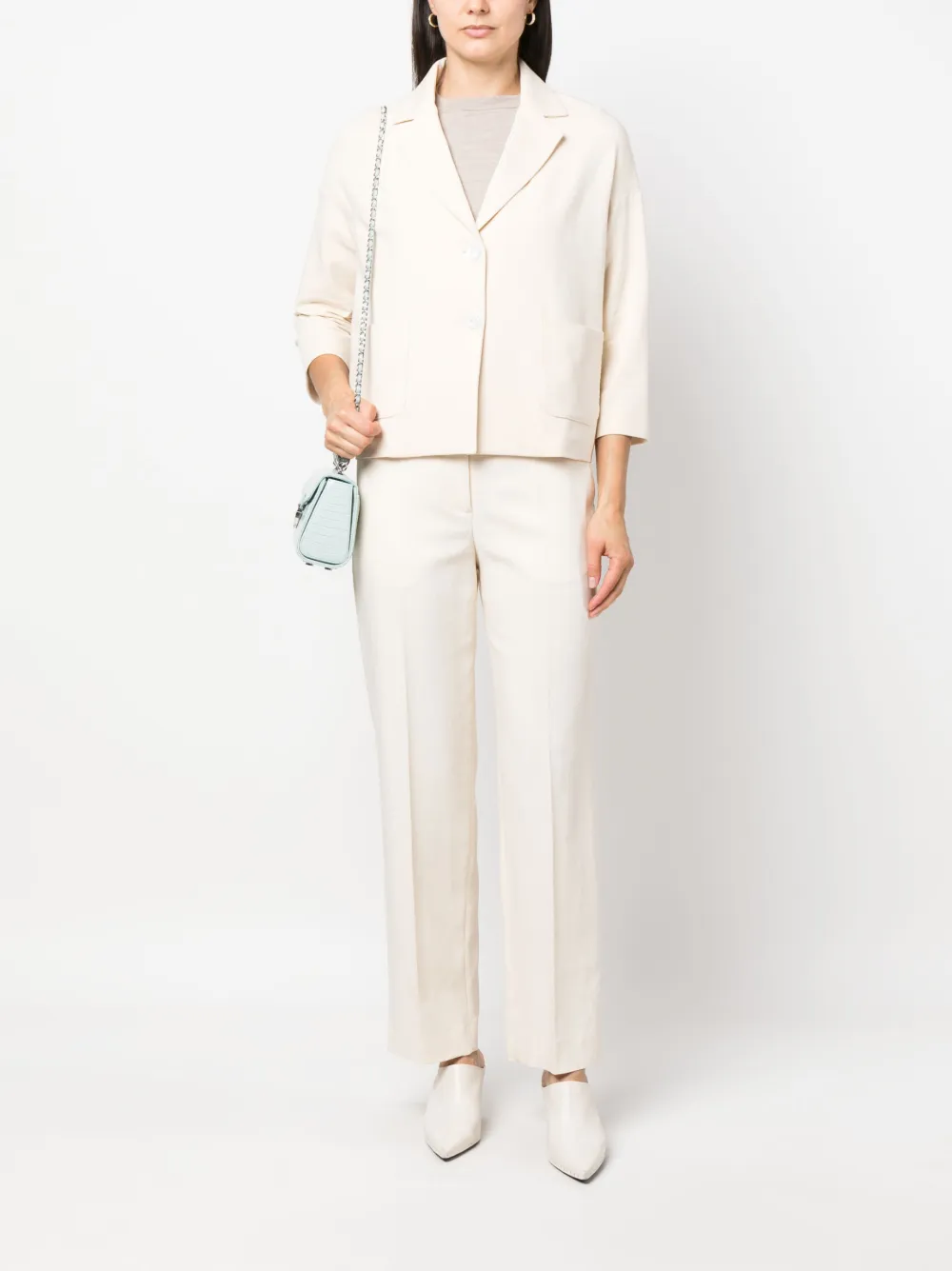 Shop Circolo 1901 Three-quarter Sleeves Blazer In Neutrals