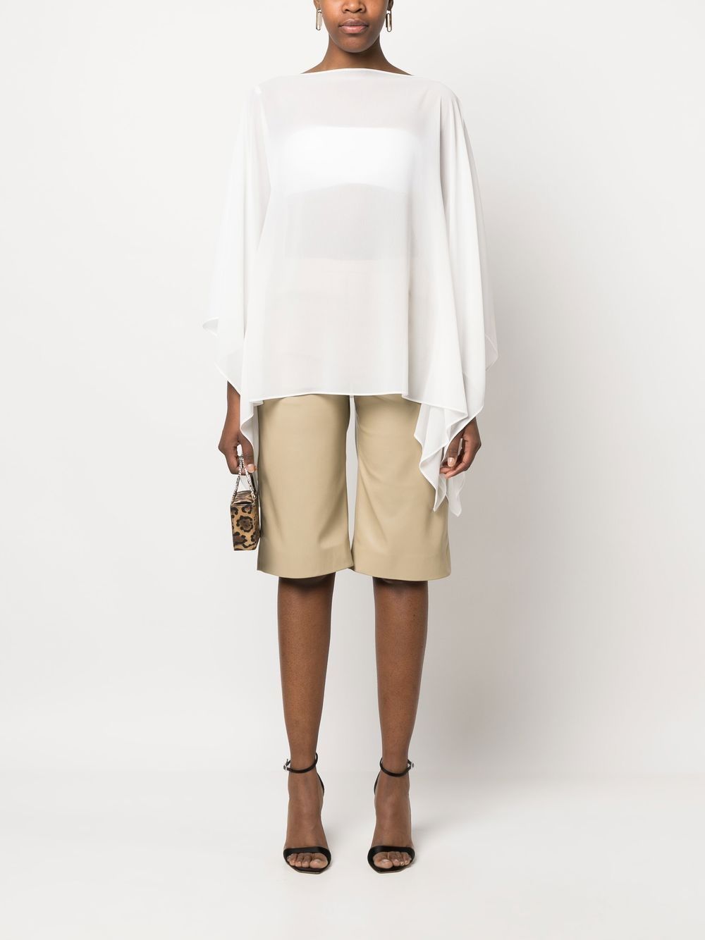 Shop Blanca Vita Long Wide-sleeved Blouse In Weiss