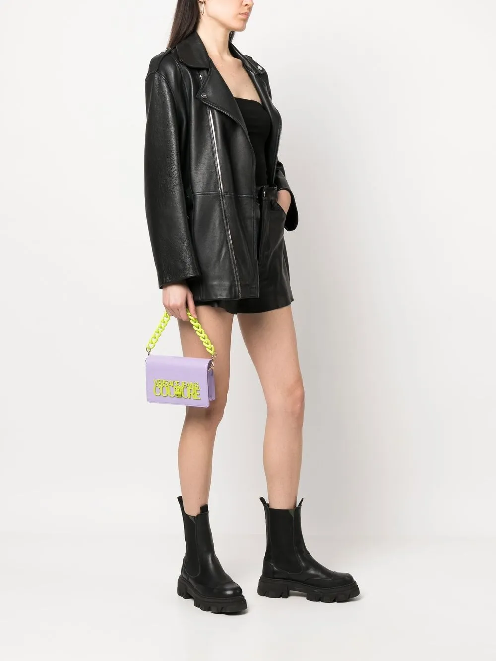 Versace Jeans Couture logolettering Patent Shoulder Bag Farfetch