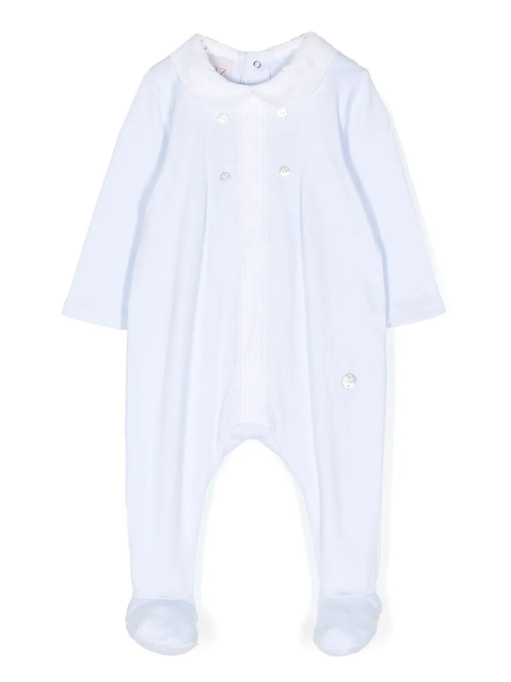 Paz Rodriguez Lace-detail Cotton Babygrow In Blue
