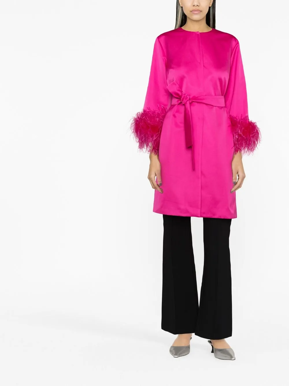 P.A.R.O.S.H. Jas met afwerking van veren - Roze