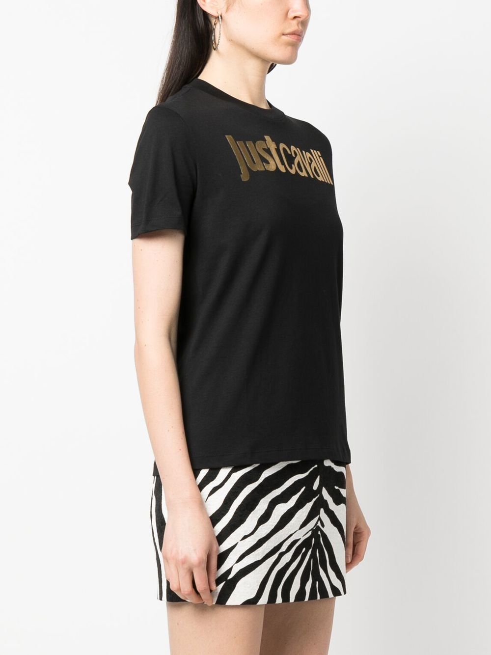 Shop Just Cavalli Embossed-logo Cotton T-shirt In Schwarz