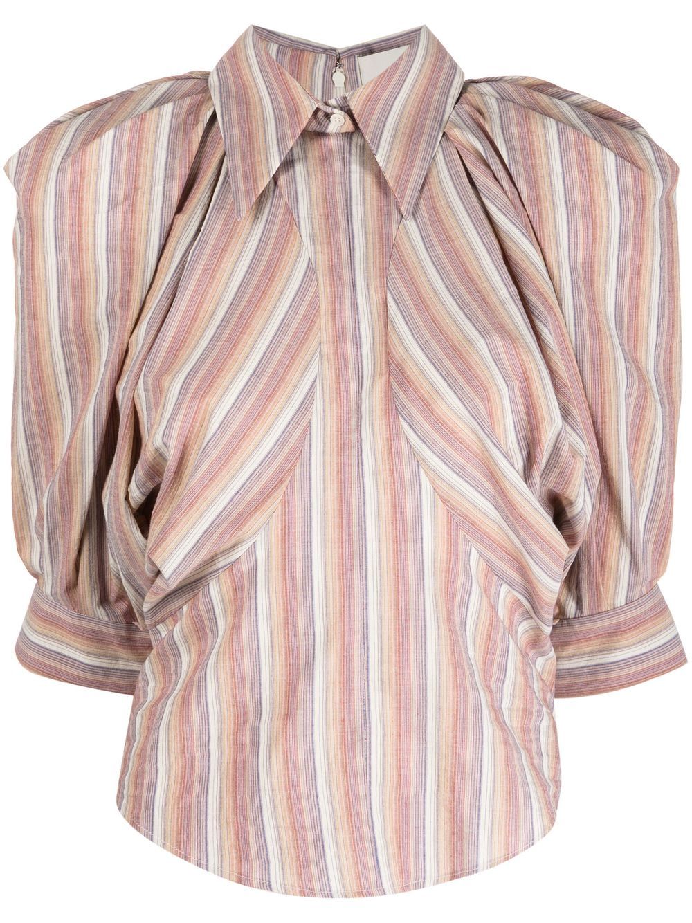 Isabel Marant Striped Puff-sleeve Shirt In Yellow