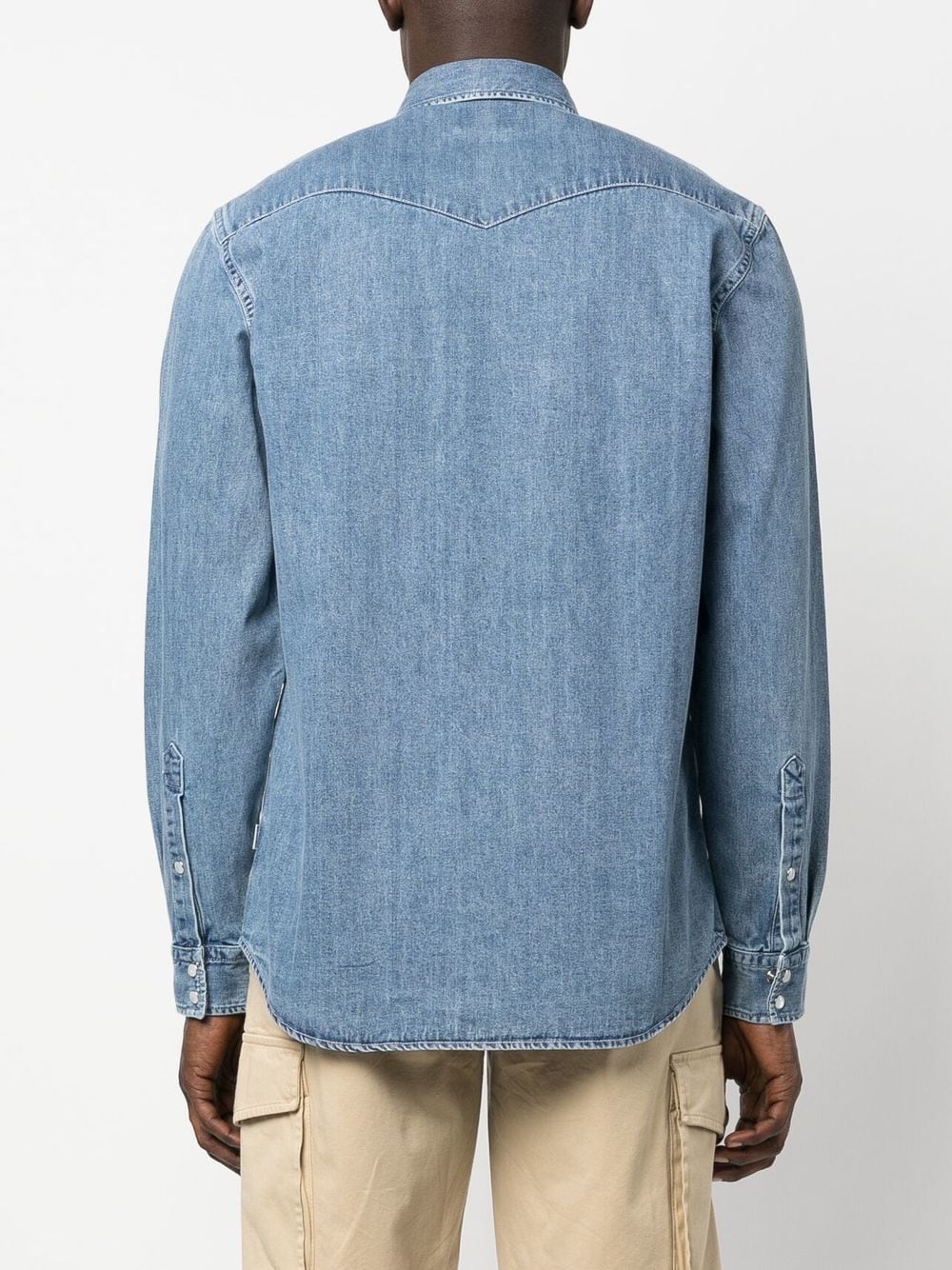Shop Woolrich Chest-pockets Denim Shirt In Blau