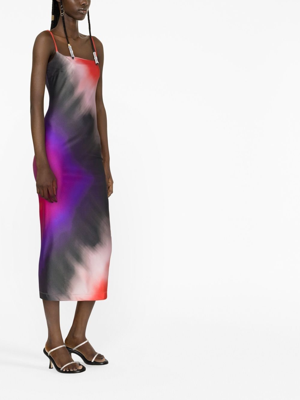 Shop Philosophy Di Lorenzo Serafini Abstract-print Midi Dress In Rot