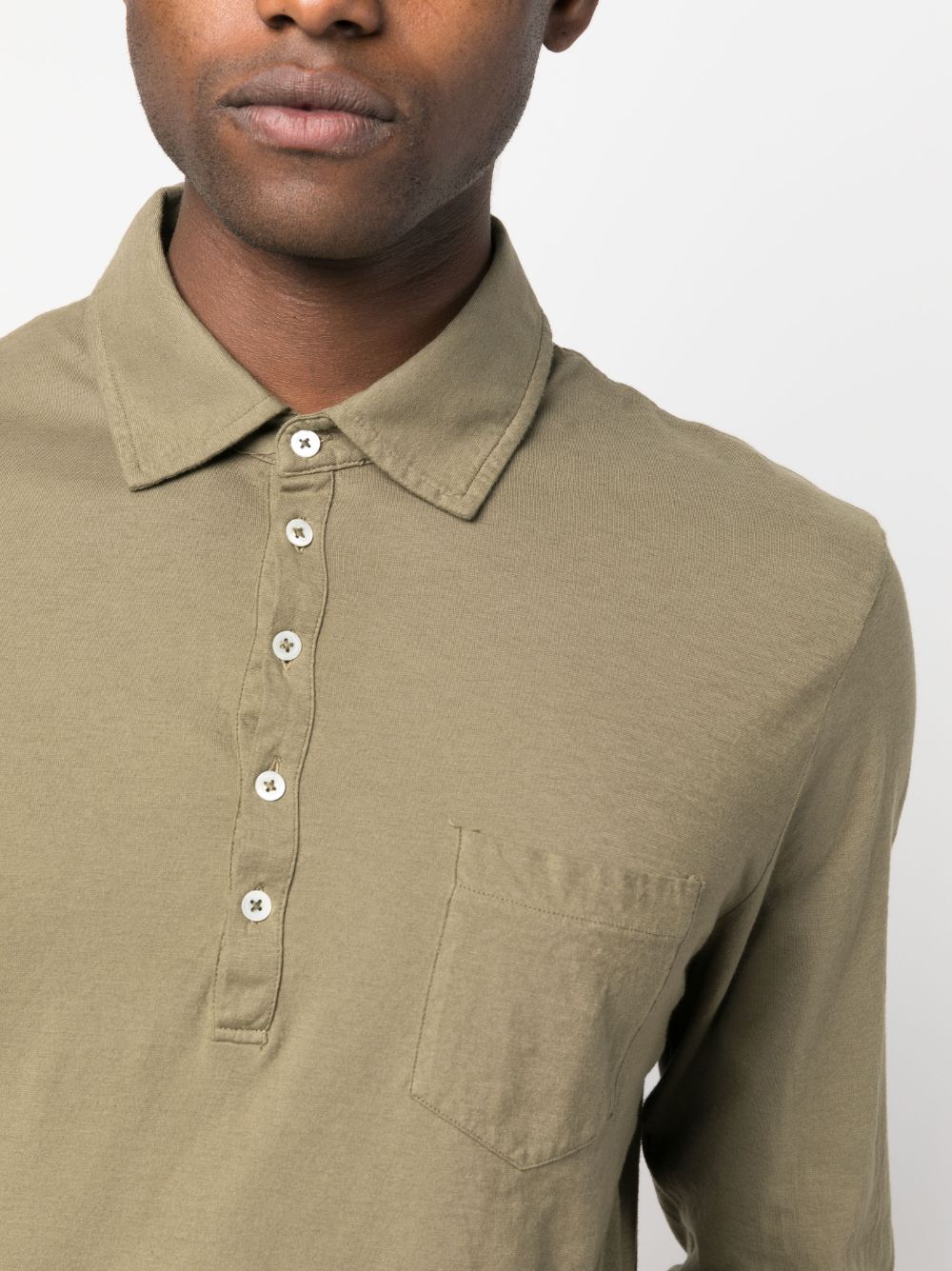 Shop Massimo Alba Long-sleeve Cotton Polo Shirt In Grün
