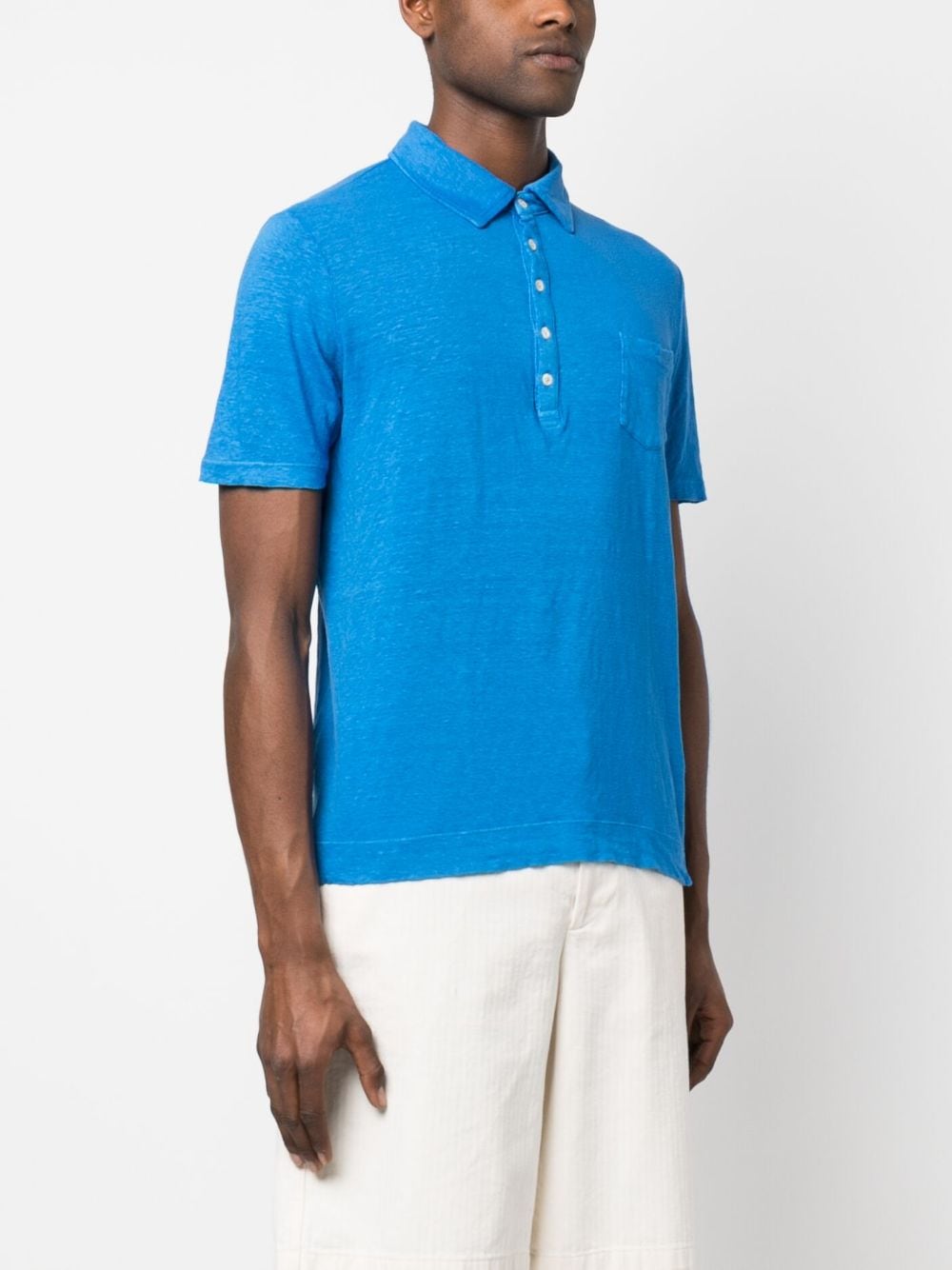 Shop Massimo Alba Slub-texture Linen Polo Shirt In Blue
