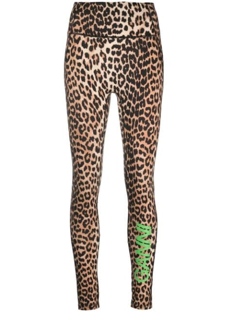 GANNI leopard-print high-waisted leggings
