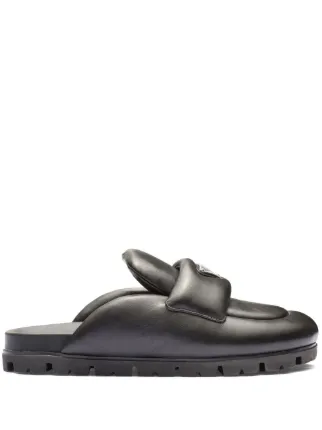 Prada triangle-logo Padded Mules | Black | FARFETCH Prada triangle-logo Padded Mules | Black | FARFETCH
