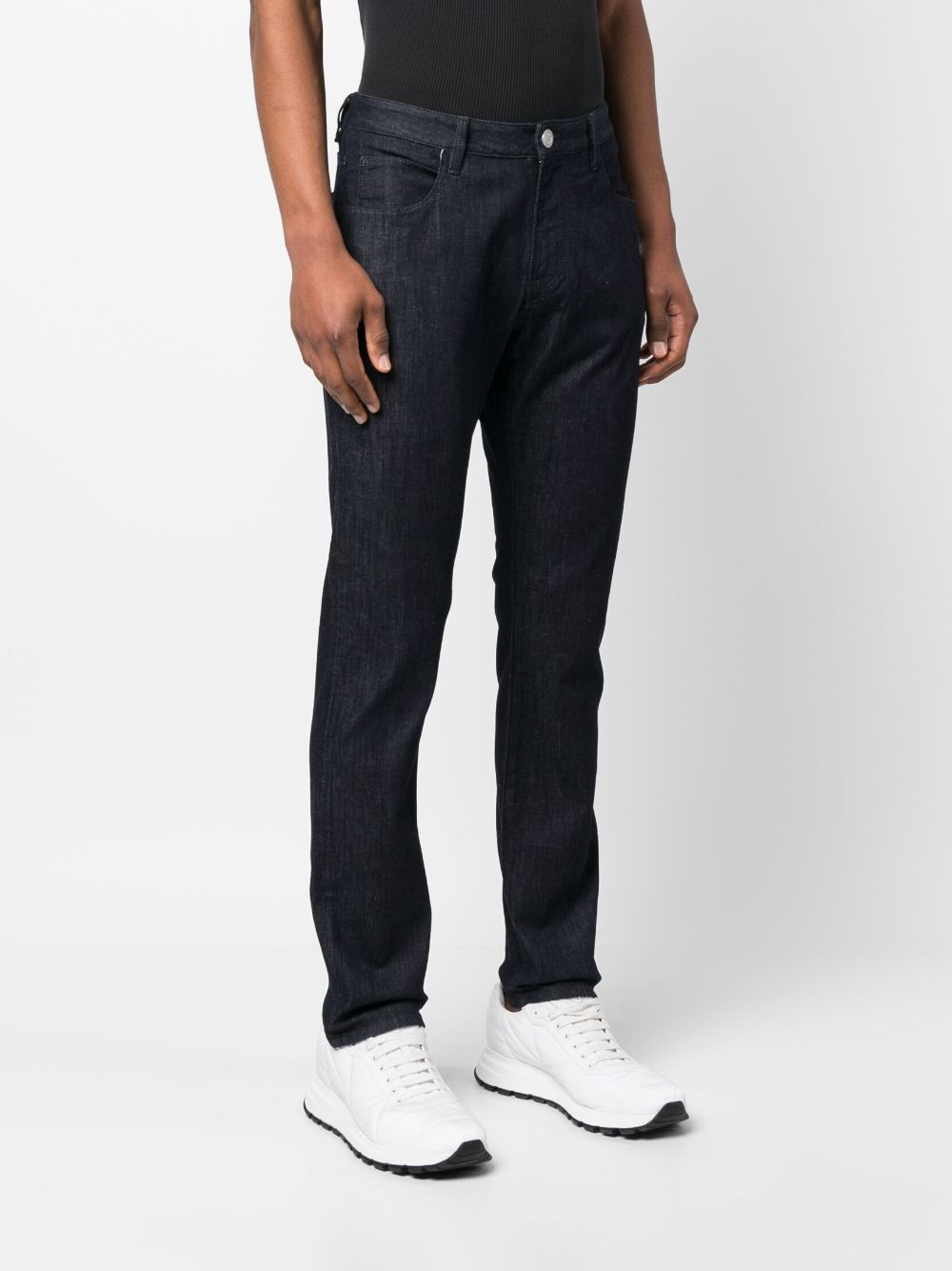 Shop Giorgio Armani Slim-cut Mid-rise Jeans In Blue