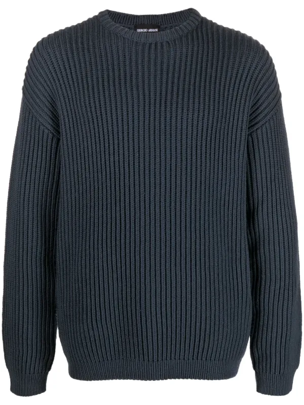 Giorgio Armani chunky-knit Jumper Blue FARFETCH IN