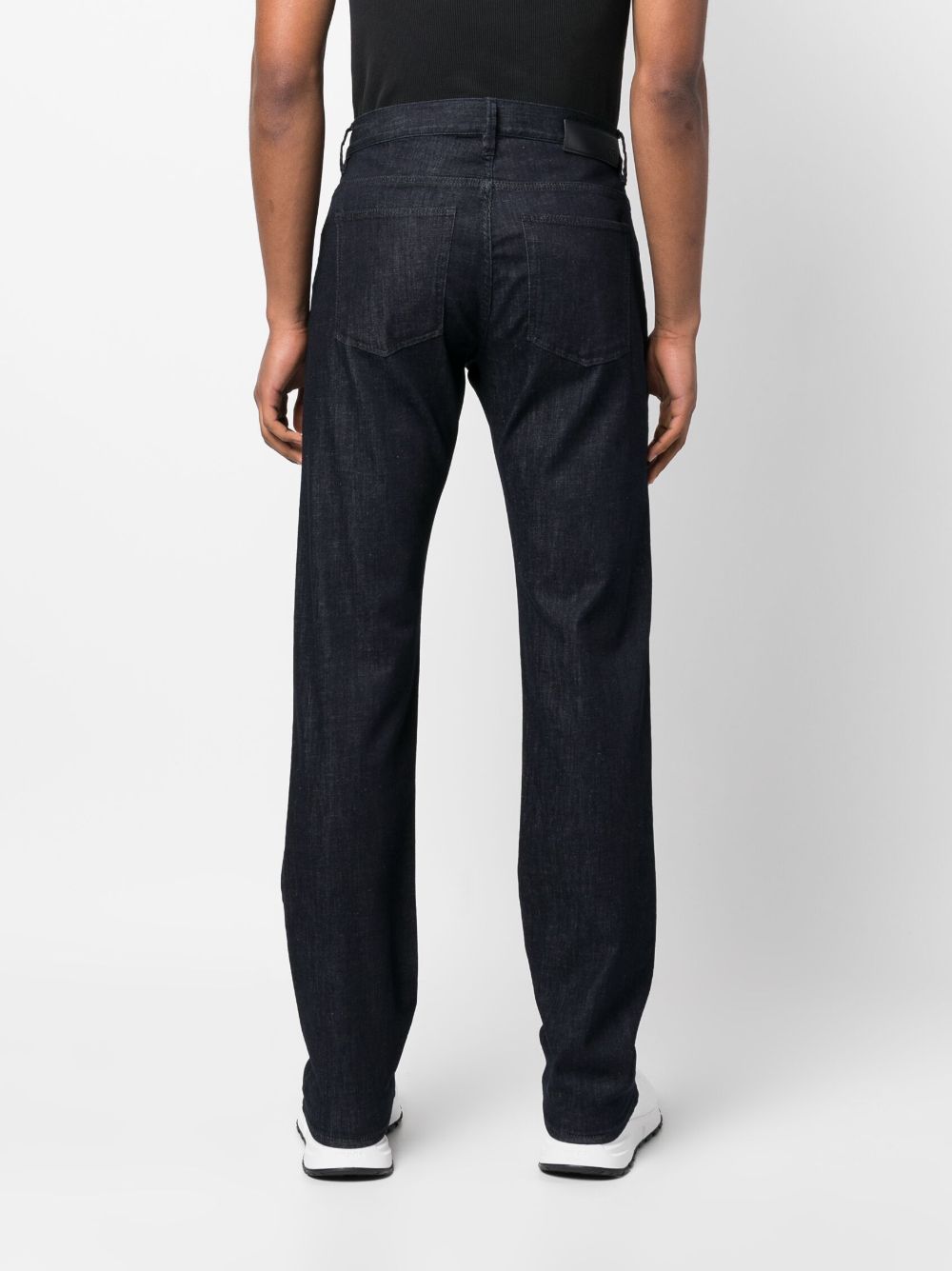 Shop Giorgio Armani Straight-leg Dark-wash Jeans In Blue