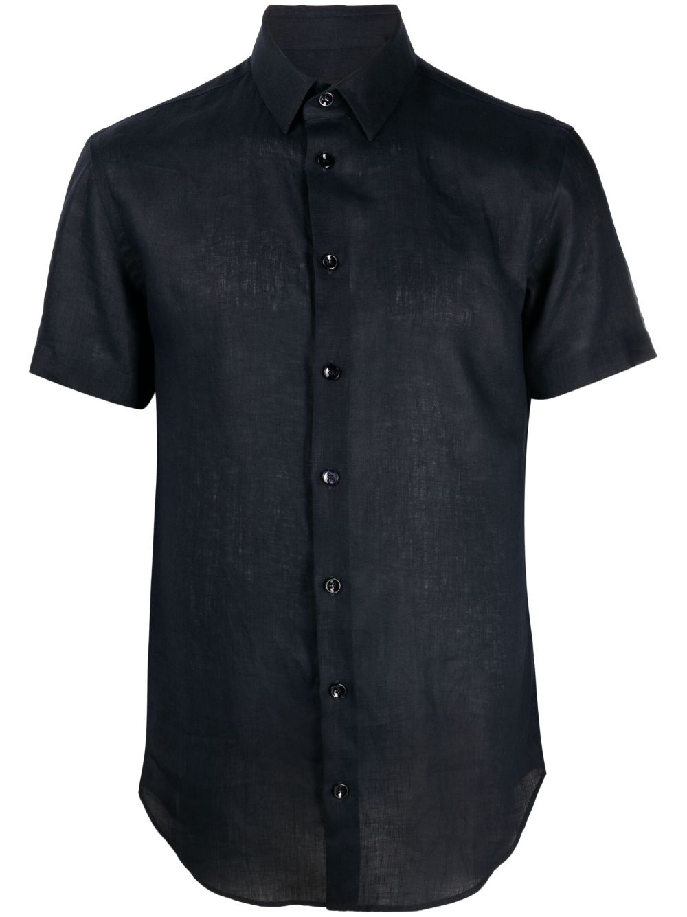 Giorgio Armani Slim-fit Chambray Linen Shirt In Blue