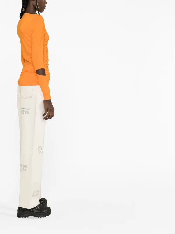 GANNI ガニー カットアウト ロングスリーブ トップ orange