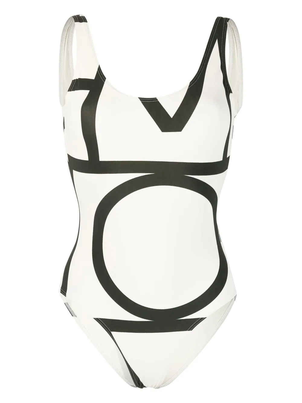 Totême Monogram-print Swimsuit In Weiss