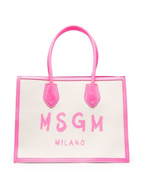 MSGM Kids logo-print canvas tote bag