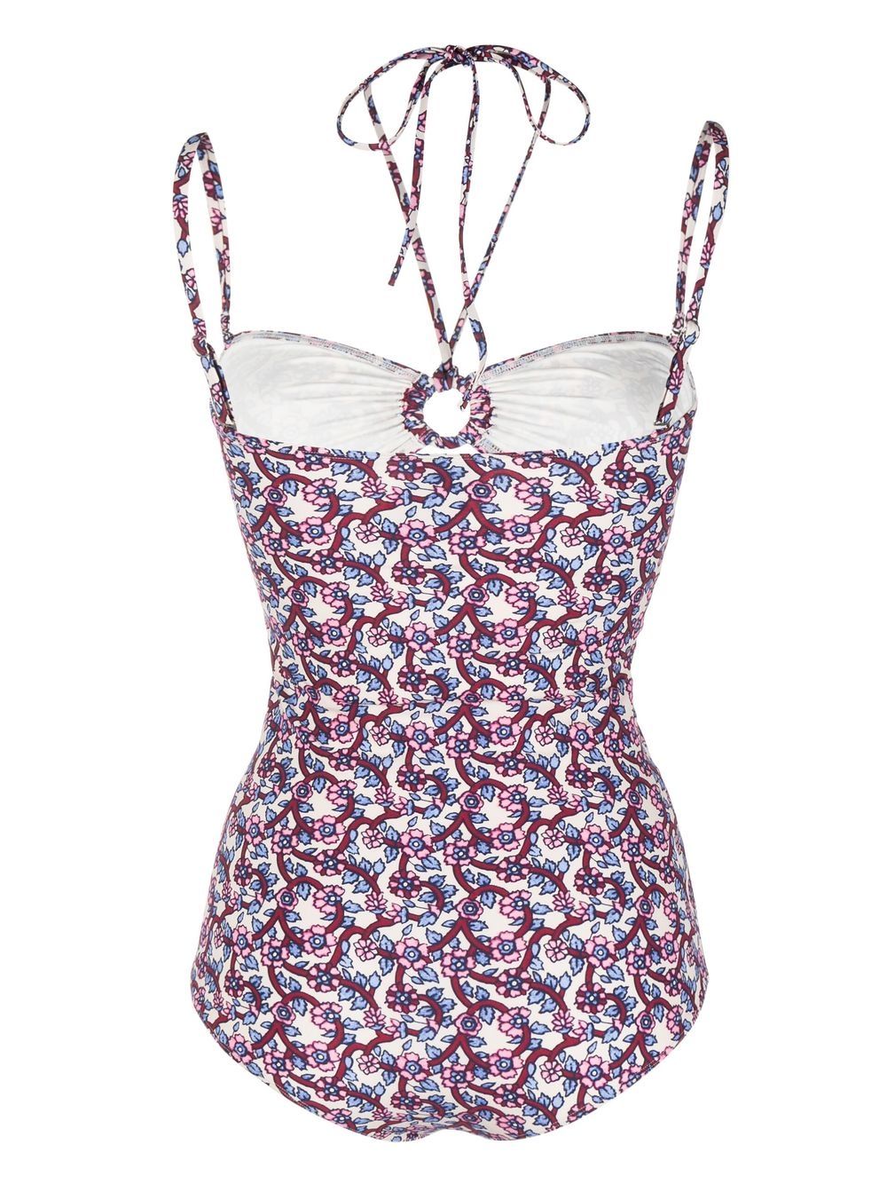 Shop Isabel Marant Floral Halterneck Cut-out Swimsuit In Rot