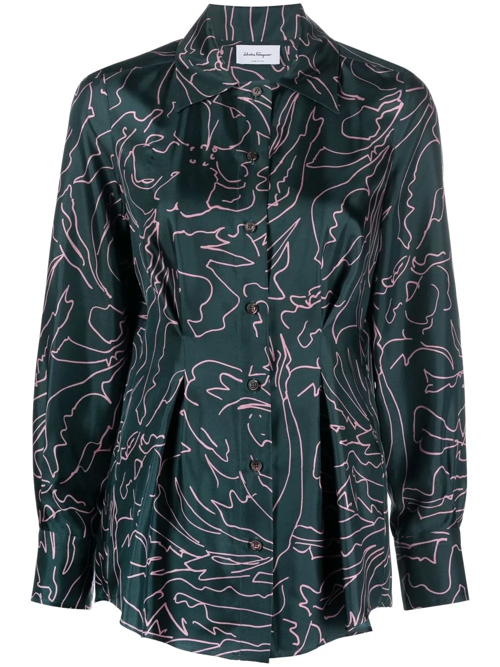 

Ferragamo pleat-detailing silk shirt - Green